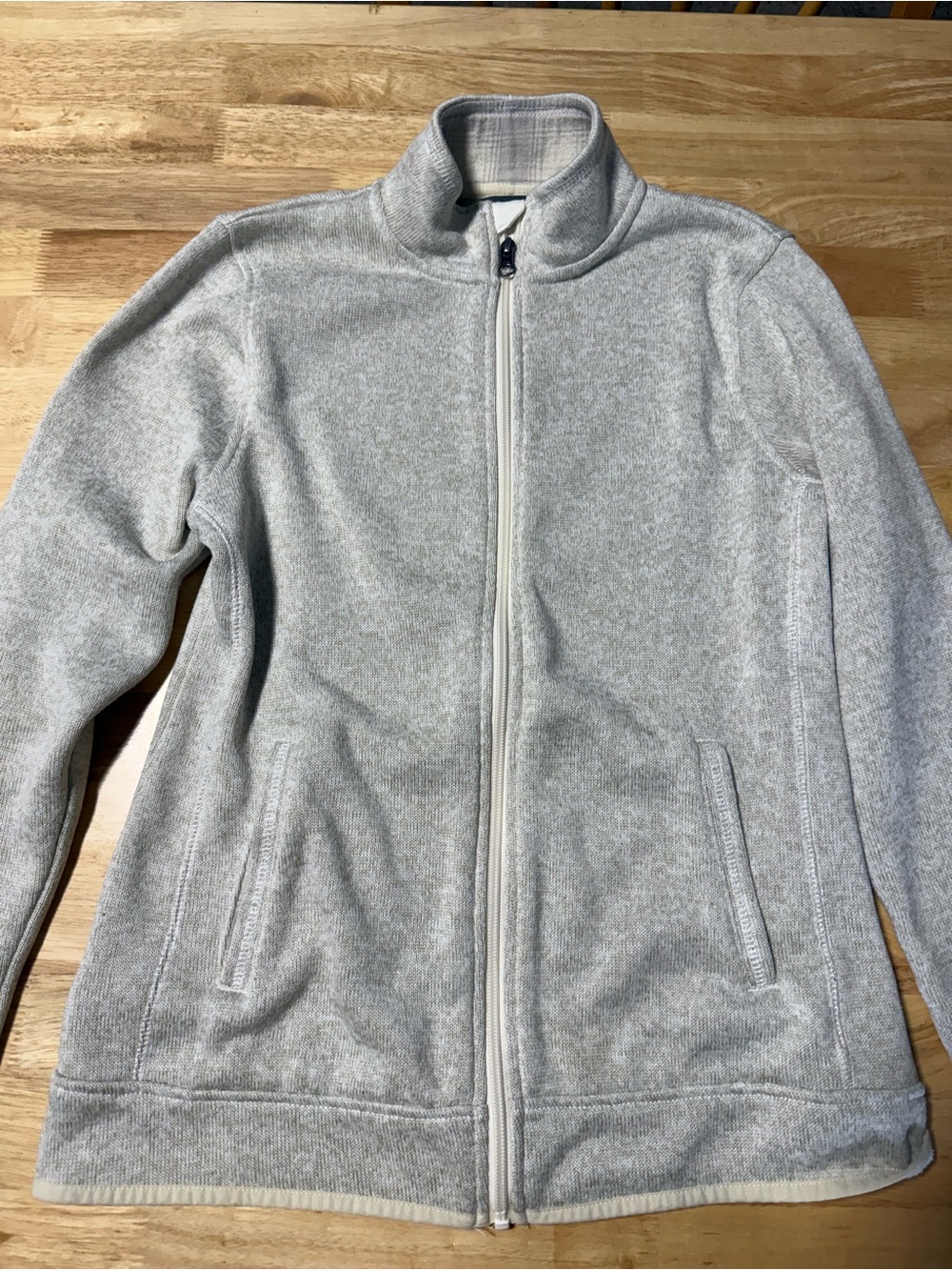 Eddie Bauer Women’s Medium Full Zip Fleece Jacket Cream Beige